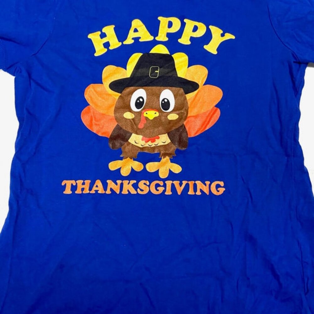 Happy Thanksgiving -- Women's Medium Blue NOS T-Shirt